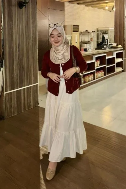 simple dress dan cardigan