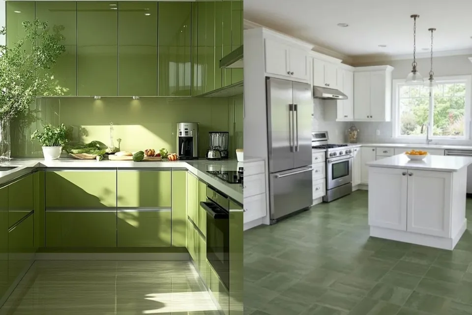 Paling Dicari, Ini 9 Warna Keramik Lantai Dapur yang Bagus dan Instagramable 16 Warna keramik lantai dapur hijau sage yang bagus untuk dapur natural