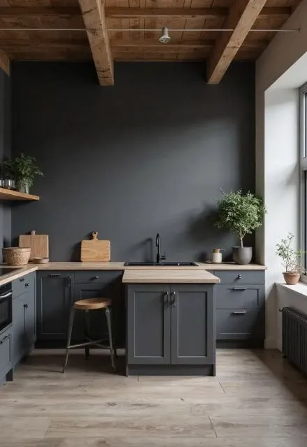 10 Warna Cat Dapur yang Bagus dan Memberi Kesan Nyaman 20 charcoal gray wall