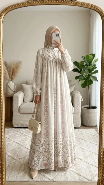 7 Outfit Kondangan Remaja Hijab Simple dan Stylish 14 floral long dress