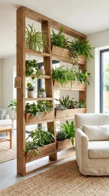 10 Sekat Ruang Tamu Minimalis yang Estetik dan Fungsional 15 indoor plants divider