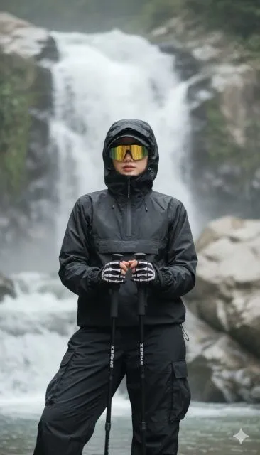 7 Outfit Naik Gunung Hijab yang Stylish, Nyaman & Aman 12 jaket waterproof dan celana trekking anti air