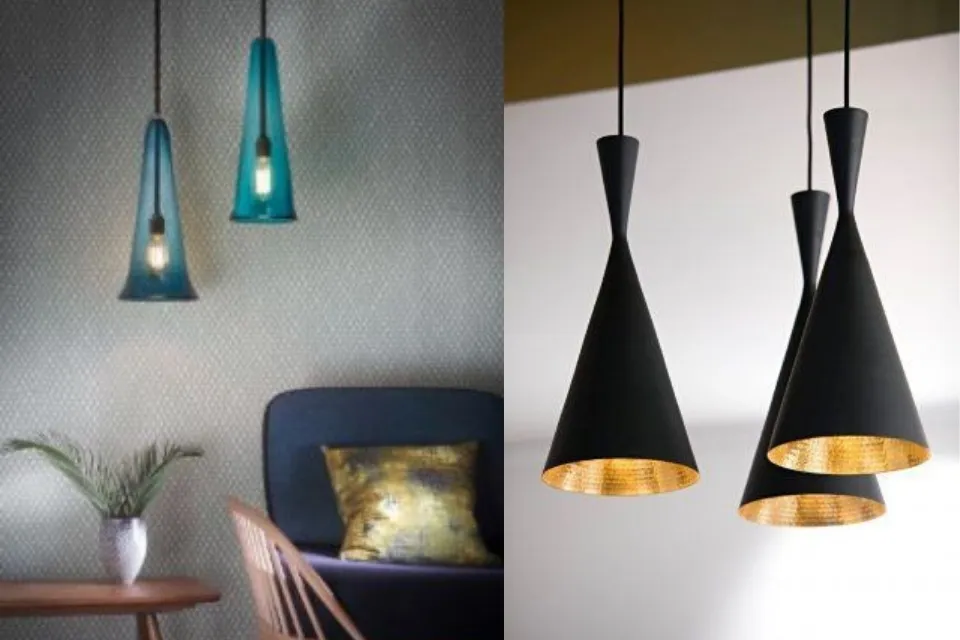 11 Model Lampu Ruang Tamu Minimalis Terbaru yang Bikin Ruangan Makin Estetik 20 lampu gantung terompet minimalis modern