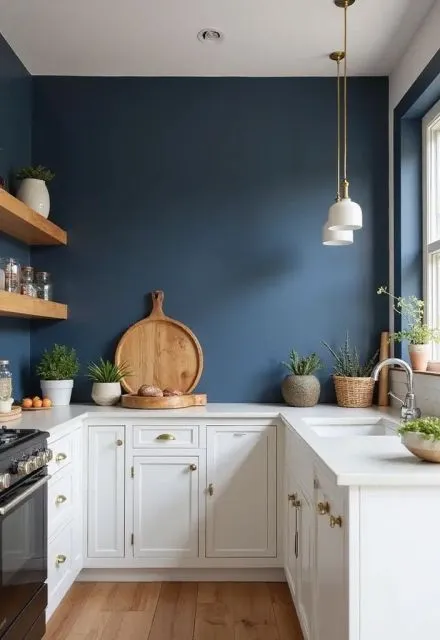 10 Warna Cat Dapur yang Bagus dan Memberi Kesan Nyaman 16 navy blue kitchen