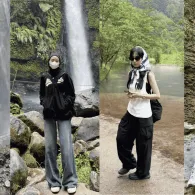9 Outfit ke Curug buat Cewek agar Tampilan Tetap Kece Meski Basah Kuyup