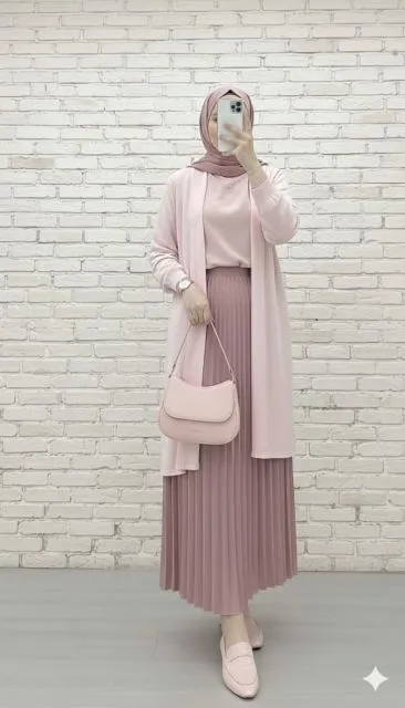 7 Outfit ke Mall Hijab yang Modis dan Nyaman Dipakai 14 outfit long outer dan rok plisket