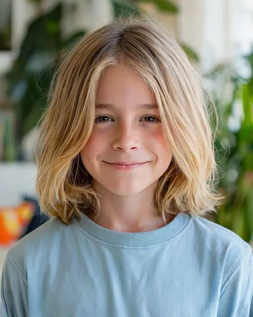 7 Model Rambut Anak Laki-Laki Gondrong Keren & Praktis 9 shoulder-length straight hair kid