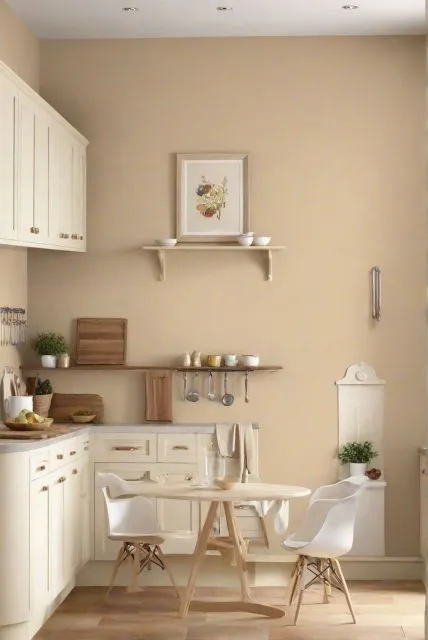 10 Warna Cat Dapur yang Bagus dan Memberi Kesan Nyaman 14 warm beige wall kitchen