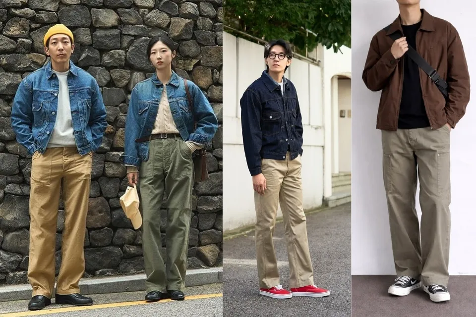 Inspirasi Outfit ke Museum yang Stylish, Nyaman, dan Instagramable 14 hipwee-Jaket Denim, Kaus Polos, dan Celana Chino