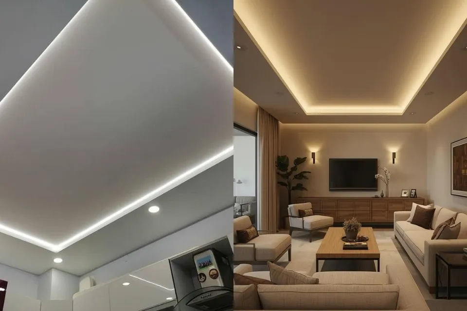 6 Model Plafon PVC Ruang Tamu yang Paling Awet, Murah dan Kekinian, Bikin Rumah Makin Kece! 8 hipwee-Plafon PVC Drop Ceiling dengan Hidden Lighting
