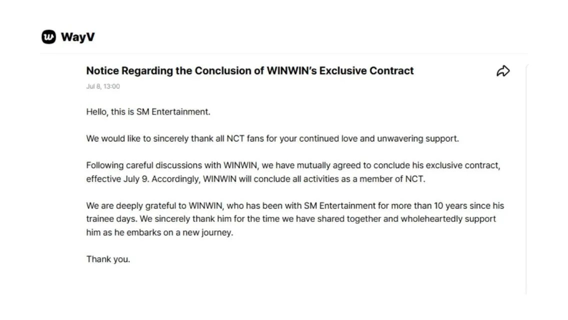 Kini Giliran Winwin yang Meninggalkan NCT, Bagaimana Nasib WayV? 3