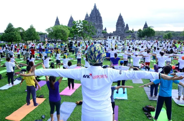 gymnastics at Prambanan Temple