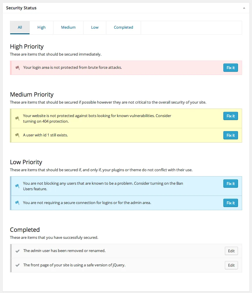 brute force attack - itheme security wordpress plugin