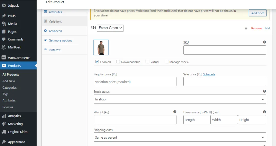 WooCommerce Variations and Variable Products