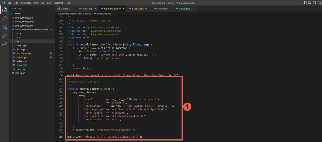How to Create Custom Menu and Widget for WordPress Theme 13 create menu and widget