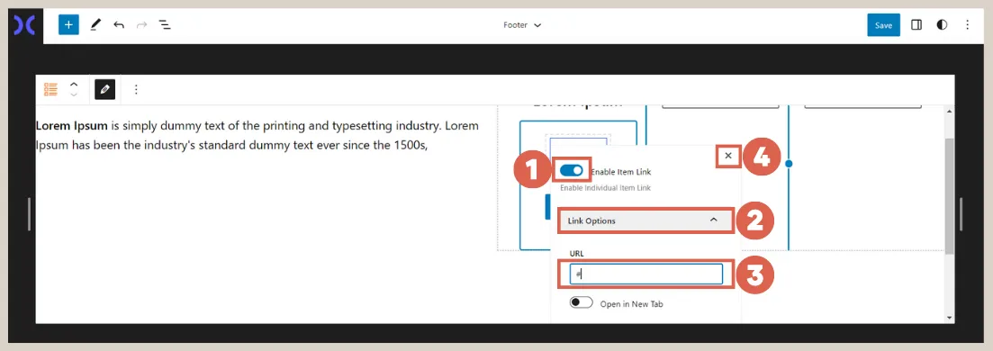 Create navigation menu in the footer