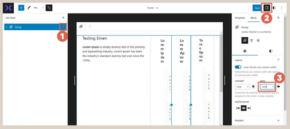 Create navigation menu in the footer