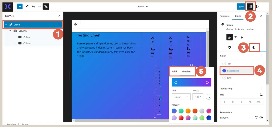 add color in the footer background