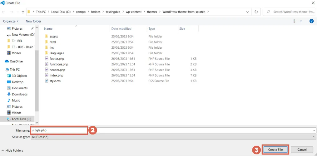 creating single page in wordpress