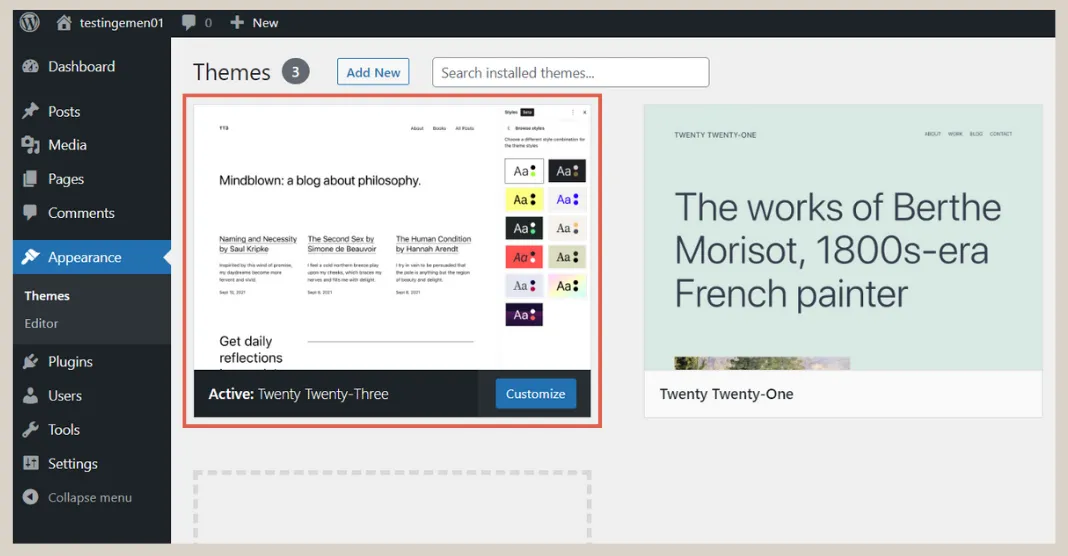 Using WordPress theme