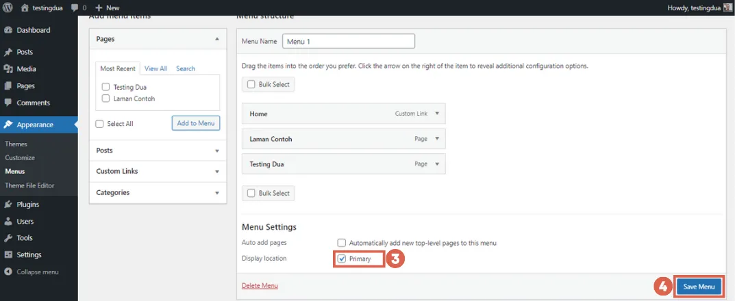 How to Create Custom Menu and Widget for WordPress Theme 4 create menu and widget