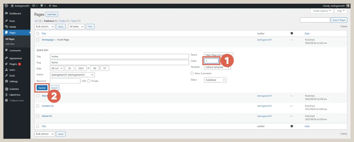 how to reorder menu items in WordPress
