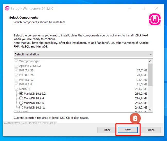 Cara Menginstal WordPress di Windows menggunakan WampServer 8 Cara instal wampserver - select components