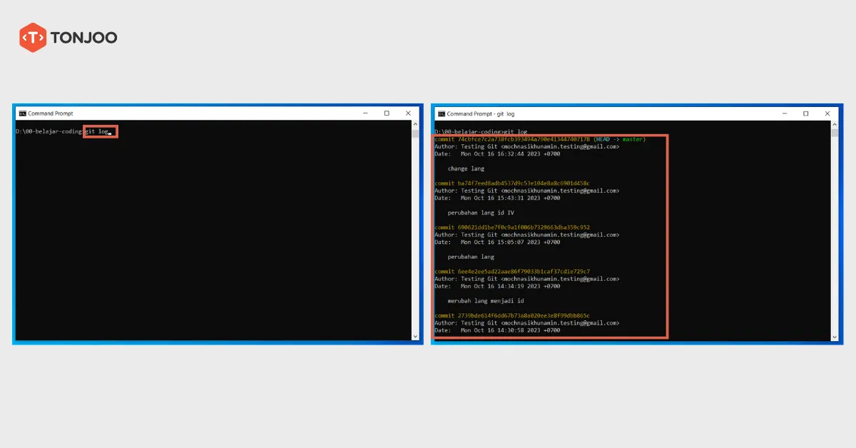 cara menggunakan git log