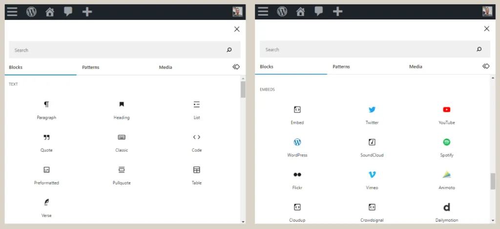 pattern block gutenberg wordpress