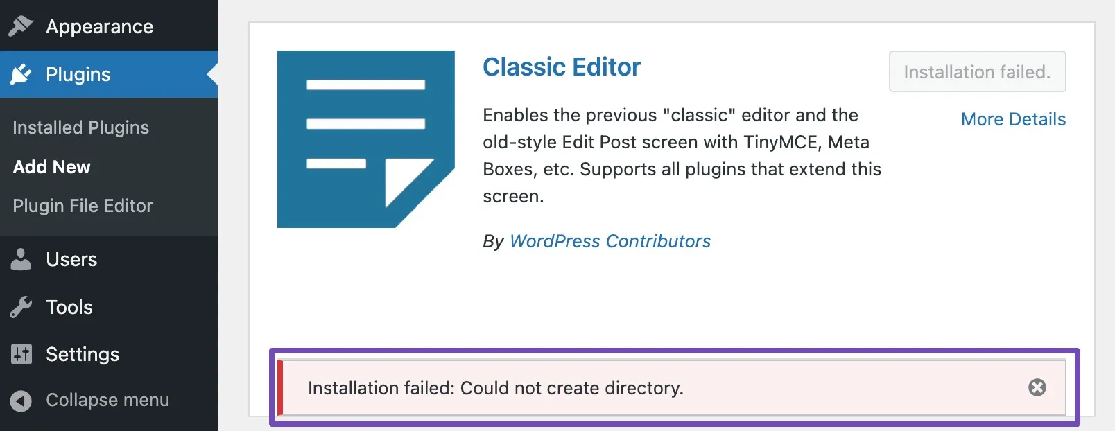 cara mengatasi tidak bisa install plugin di wordpress