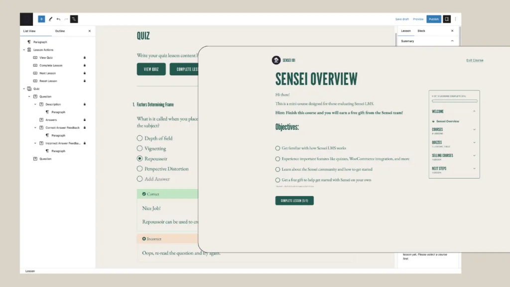 9 Rekomendasi Plugin LMS WordPress Terbaik 6 Sensei LMS plugin for wordpress