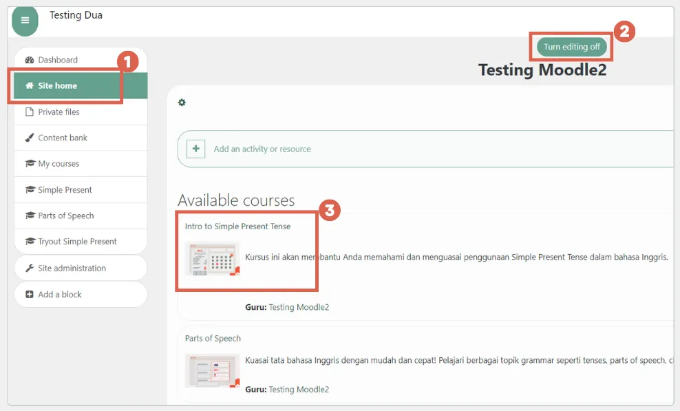 cara membuat ujian online di moodle