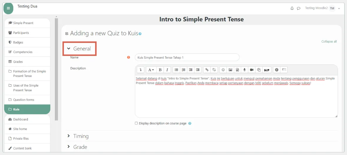 cara membuat ujian online di moodle