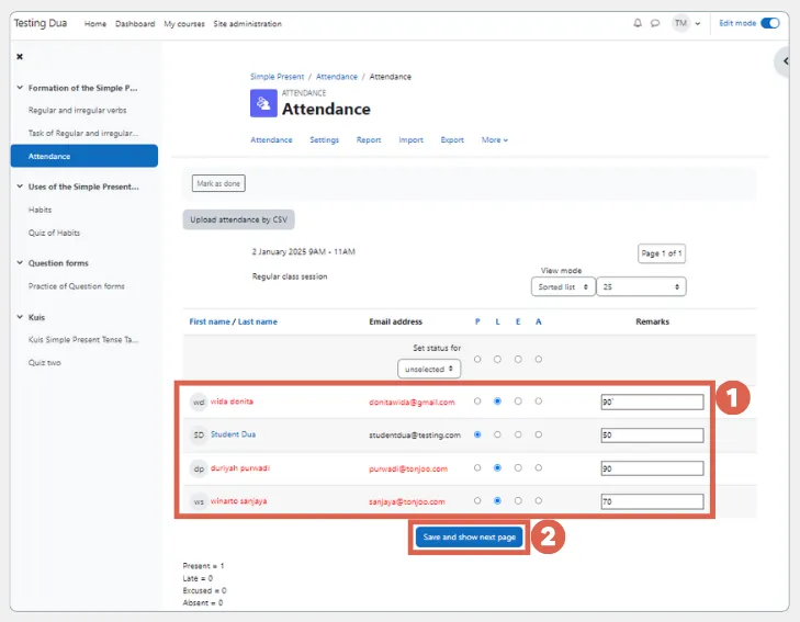 cara menambahkan absensi di moodle