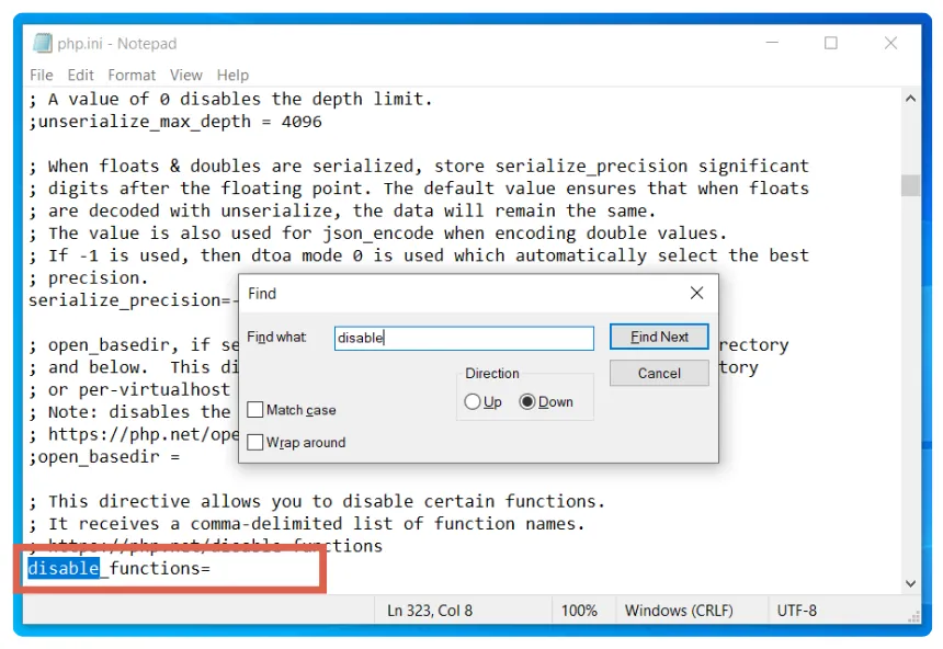 Menonaktifkan exec, passthru, dan shell_exec