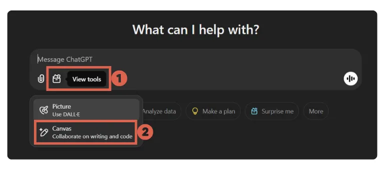 cara menggunakan canvas di chatgpt