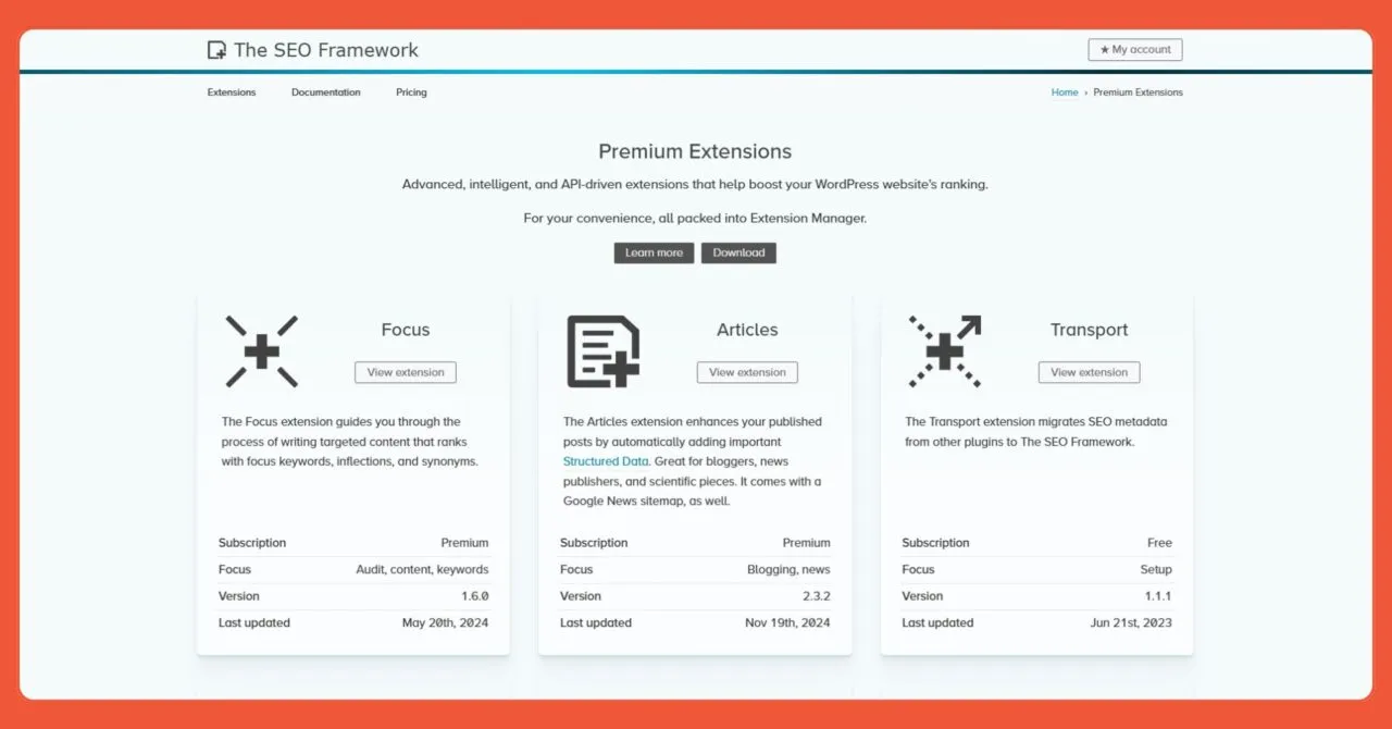 The SEO Framework Chrome Extension