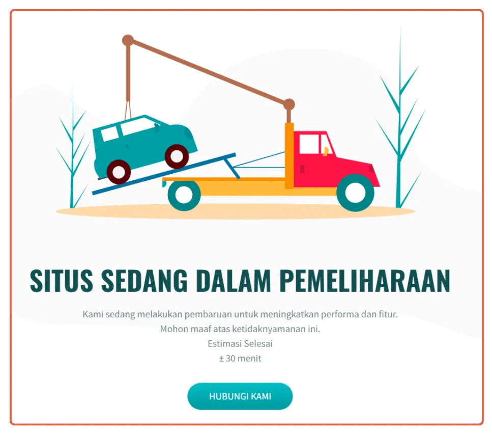 an example of what your website will look like in maintenance mode