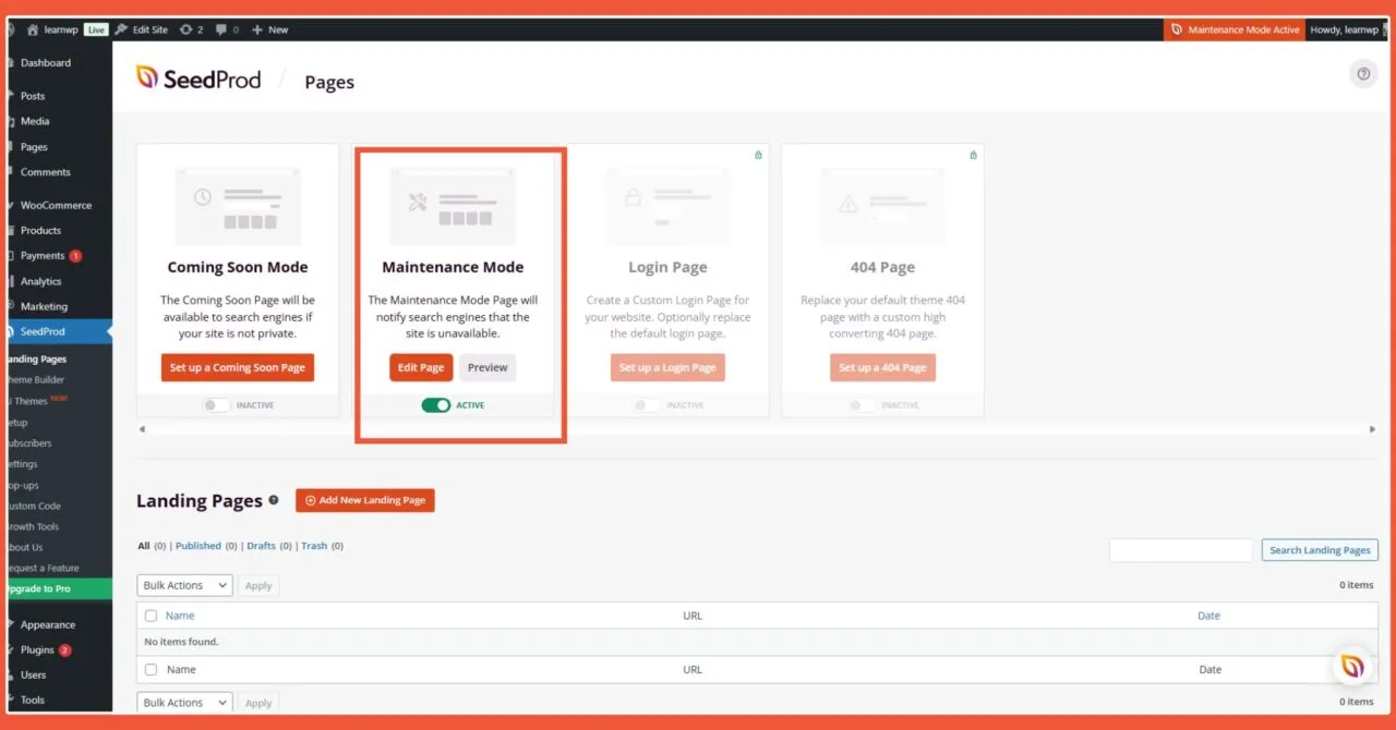 Maintenance mode aktif