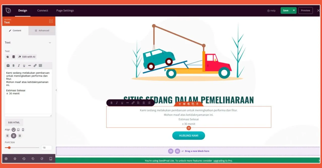 Setting pesan untuk user
