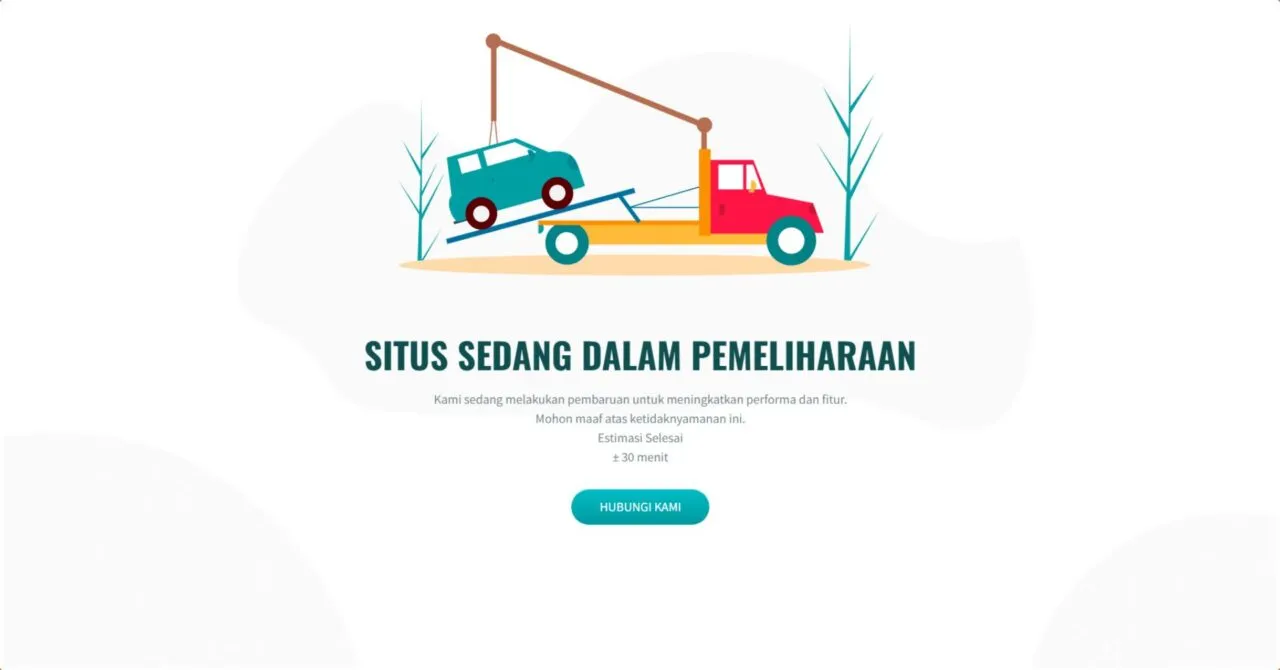 Tampilan halaman website yang sedang dalam maintenance mode