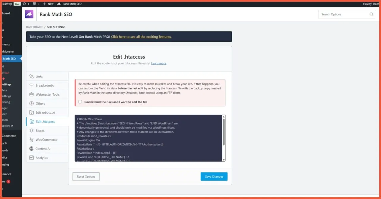 General Settings Edit .htaccess 1