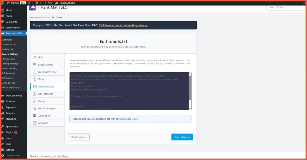 General Settings Edit Robots.txt 1