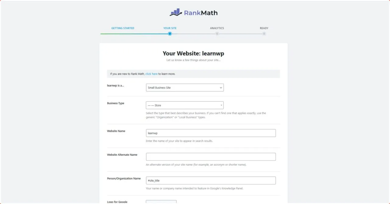 Cara konfigurasi website Rank Math