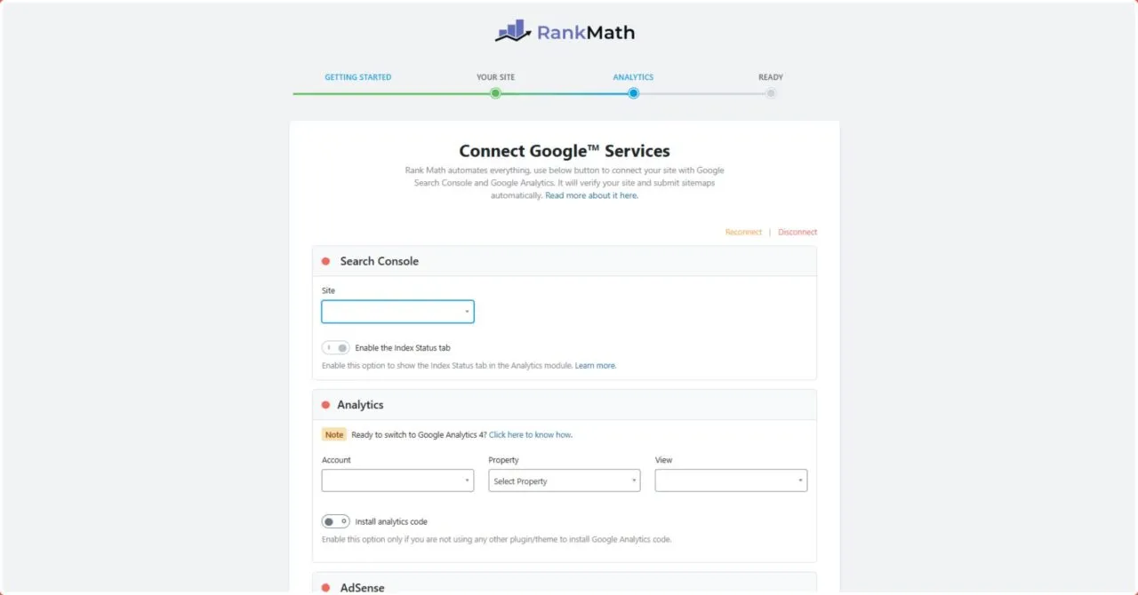 Cara setting Analytics di Rank Math
