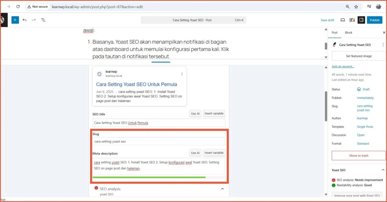 Edit SEO di post atau page SEO Title