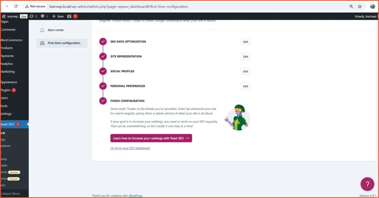 Quick Setup First time configuration Finish Configuration