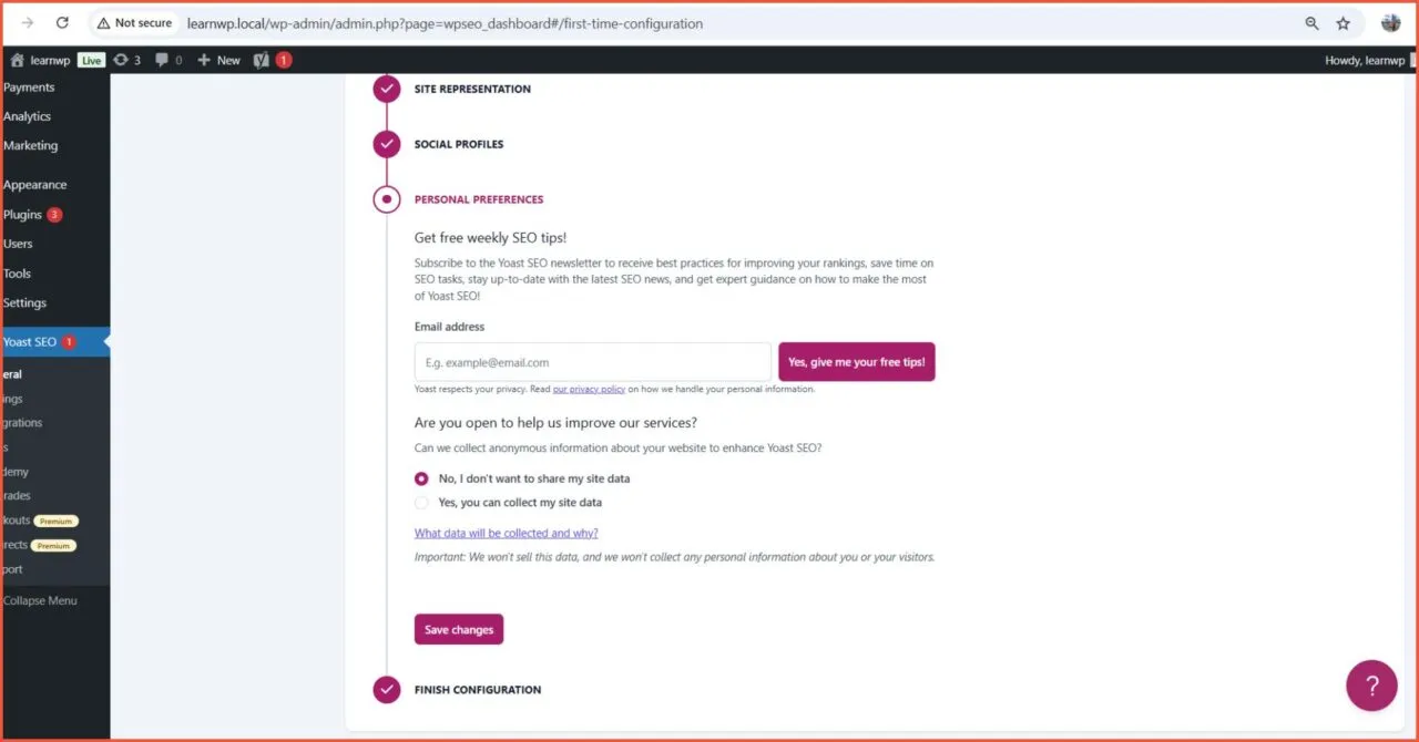 Quick Setup First time configuration Personal Reference
