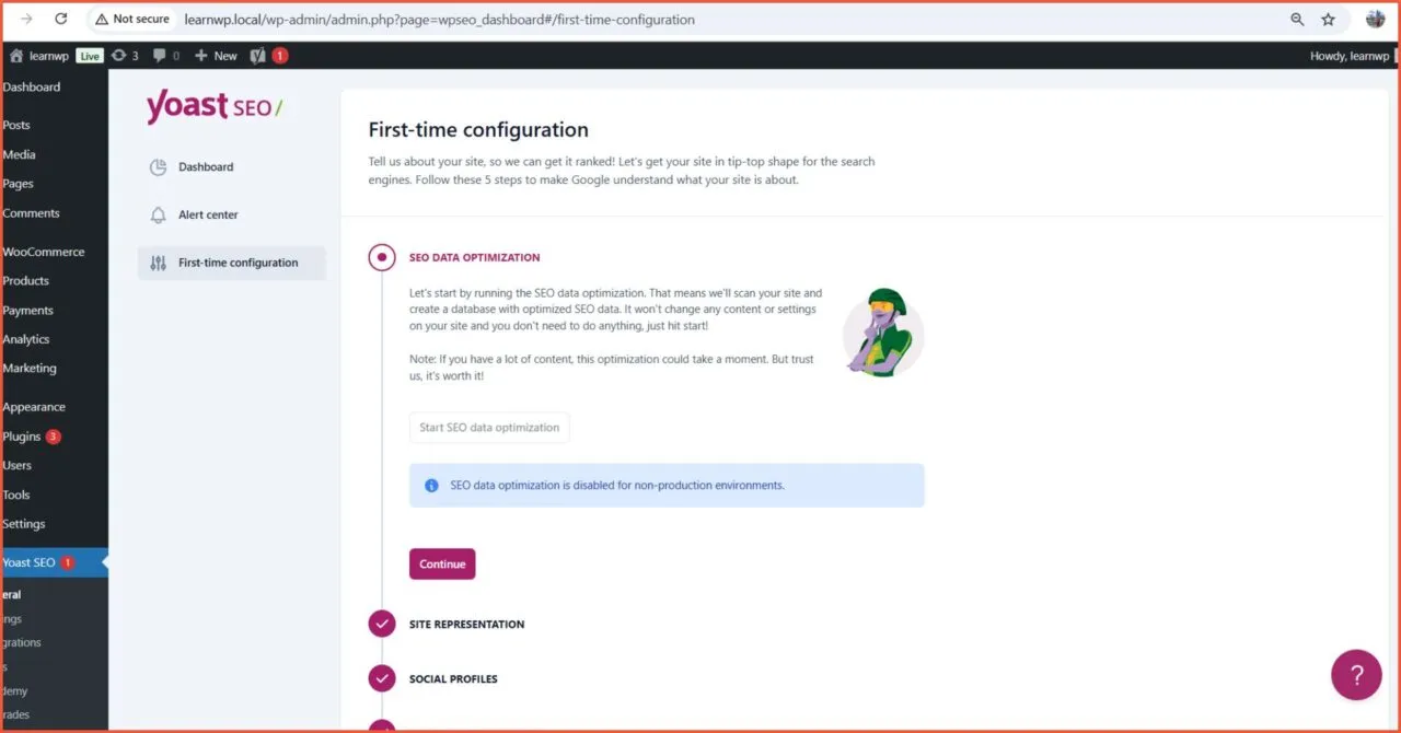 Quick Setup First time configuration SEO Data Optimization Yoast