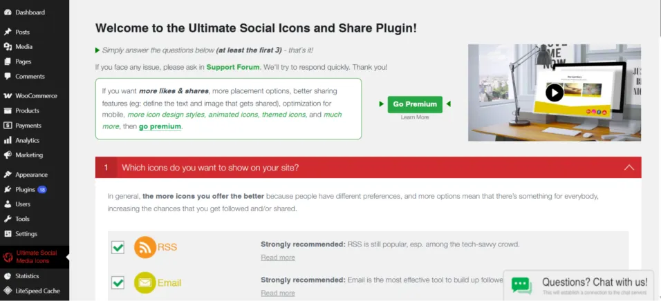 20+ Plugin WordPress Terbaik & Populer yang Wajib Anda Install 15 Tampilan dashboard Social Media and Sharing Icons